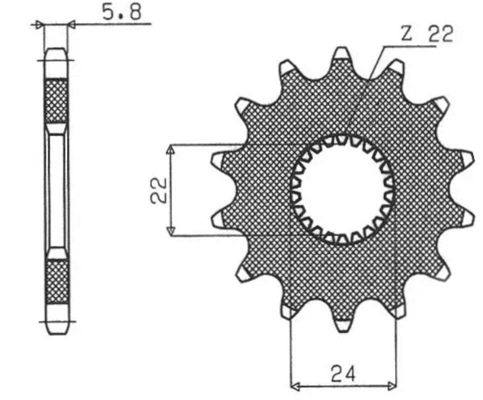 Front sprocket 406 14T Aprilia Red Rose, Pegaso 125 88-99, RS 125 93-99, Tuareg Rally, Wind 125 89-93, Tuono 125 03-07 (40614JT) chain 525