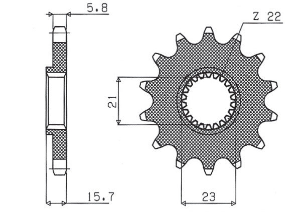 Front sprocket 441 15T Yamaha XT 600 87-90, XT 600E 97-03, XTZ 660 91-98, TT 600 93-02 (JTF1577.15) chain 520 (44115JT)