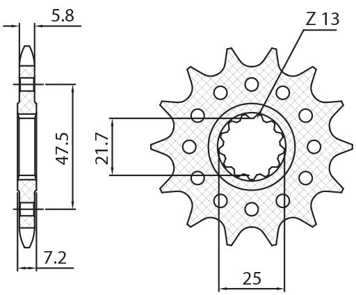 Front sprocket 585 15T Kawasaki 600 ZX-6R (ZX636) Ninja 19 (JTF1536.15) chain 520 (58515JT)