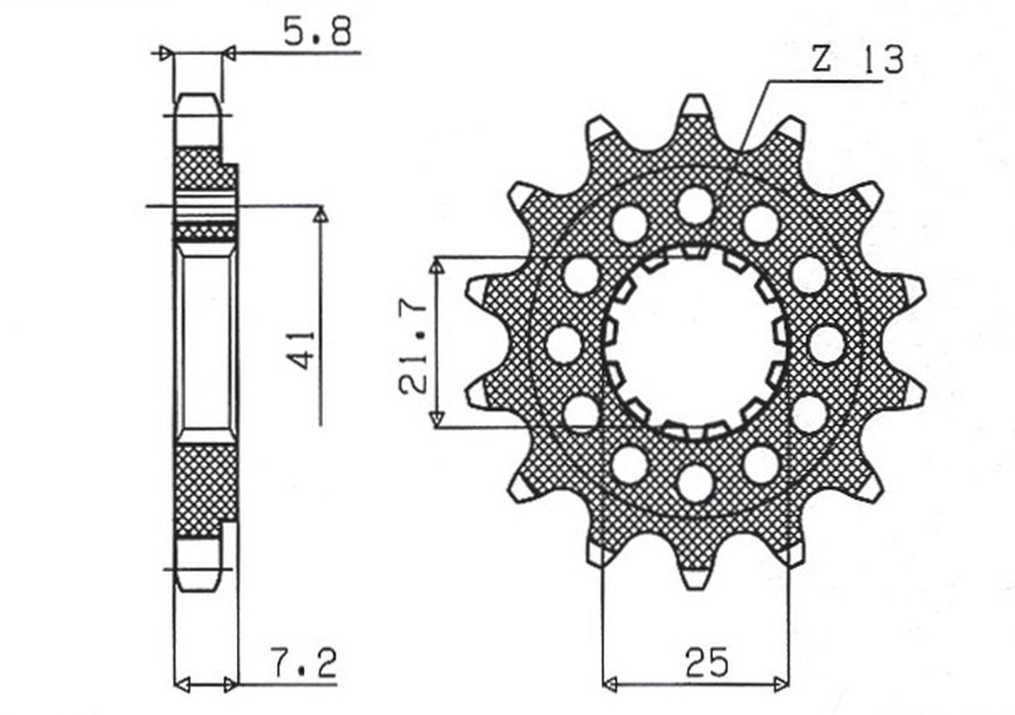 Front sprocket Kawasaki ZX-7R, RR 96-03, ZX-10R 04-15, Suzuki GSX-R 750 00-15, SV 1000S 03-06 (520 conversion) (JTF1516.16) chain 520