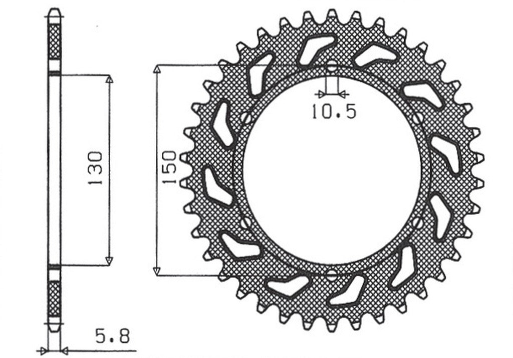 Rear sprocket 236 42T Honda NX 650 88-90, FMX 650 05-08, XR 600 88-90, Yamaha XJ6 600 09-13 (JTR245/3.42) chain 520 (430942JT)