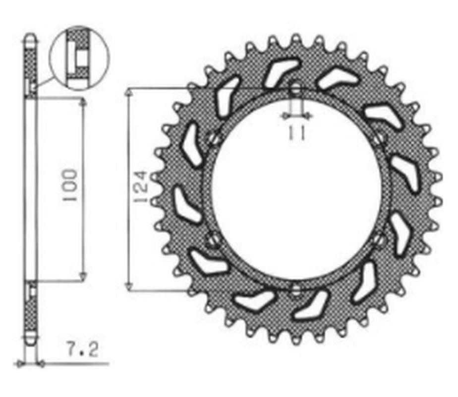 Rear sprocket 4366 37T Ducati Monster S4 916 01-03, ST4 996 02-05 chain 525 (436637JT)