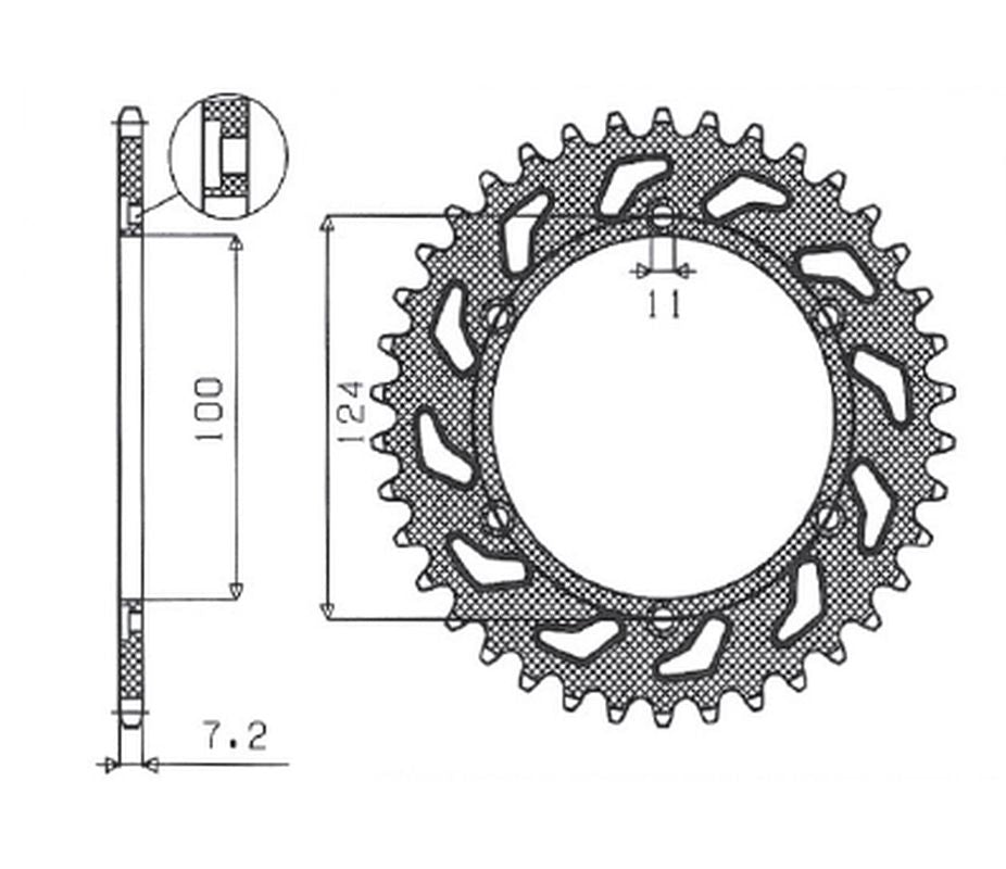 Rear sprocket 4366 43T Ducati 944 ST2 97-03, 992 ST3 04-07 (JTR745.43) chain 525 (436643JT)