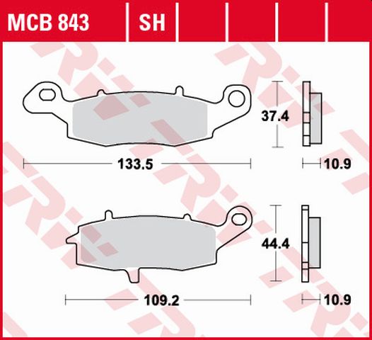 Brake pads KH231/2 sinter street Suzuki VZ 1500 09-13, VL 1500 13-17, VZ 1600 04-05, Kawasaki VN 900 06-17, VN 1500 98-03, VN 1600 03-08, VN 1700 09-17, VN 2000 04-10 rear