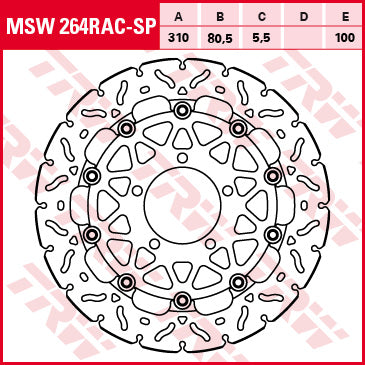 Front brake disc Kawasaki ZX-6R 636 13-17, Z 800, E version, KLZ 1000 Versys 15-, Z 1000 14-, ZX-10R 08-15, GTR 1400 07-17, ZZR 1400 08- (floating steel 35 HRC) Wave