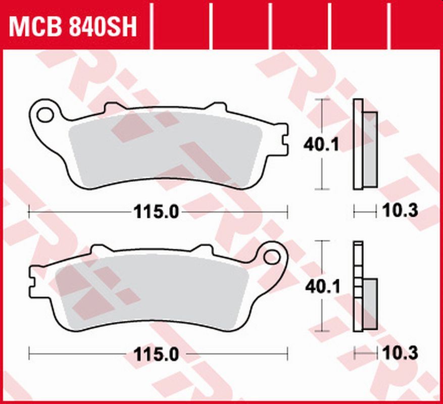 Brake pads KH261 sinter street Honda VTX 1800 02-08, GL 1800 Gold Wing 01-17, VFR 800F 06-13, XL 1000V Varadero 04-11, CBR 1100XX 97-08, ST 1100, 1300 Pan European 96-07 rear