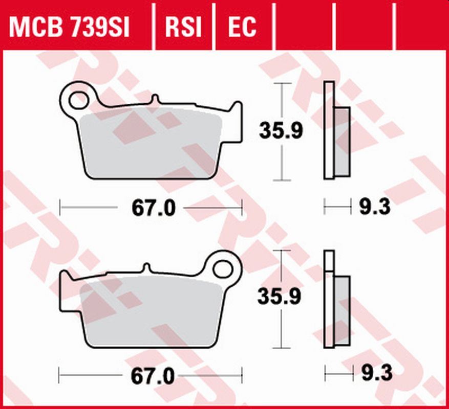 Brake pads KH367 organic Yamaha WR-F/YZ-F 250, 450 03-15, YZ 125/250 03-06, Suzuki RM-Z 250/450 04-, Kawasaki KX-F 250/450 04-, KLX 450R 07-, KXE 450 10-, Beta RR 125/200/250/300/350/390/400 09-, Aprilia RXV/SXV 450/550 06-15 rear