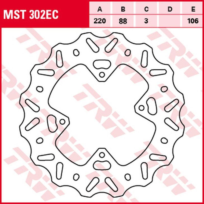 Front brake disc Honda CR 80 R 96-02, CR 85 R 03-08, CRF 150 R 07-15 (220x88x3 mm) Wave