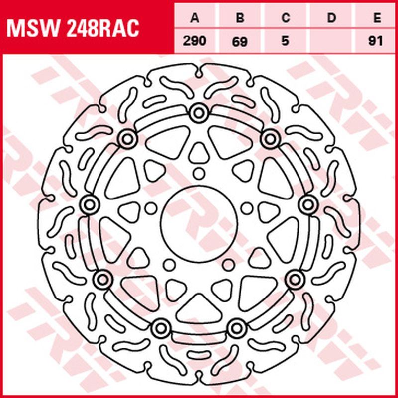 Front brake disc Suzuki GSF 650 05-06, SV 650 03-10, GSX 750 F 03-06, VZ 1500 Intruder 09-13, VLR 1800 Intruder 08-13 (290x69x5 mm) Wave