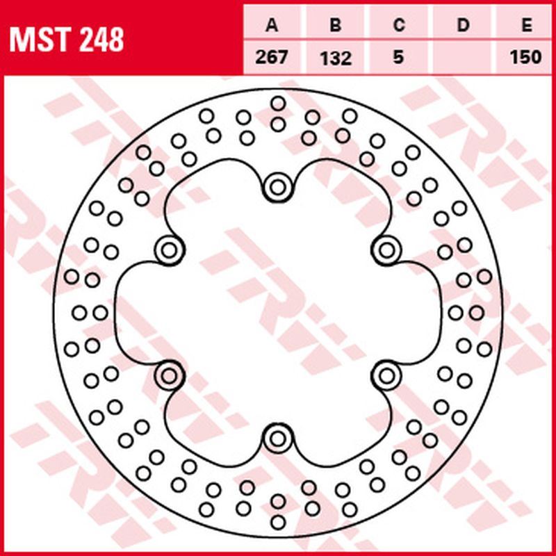 Front brake disc Yamaha SR 125 96-03, SRX 600 86-95, XJ 600 83-91, XJ 900 83-94, rear Yamaha TDM 900 11-14, XJ 900 85-03, FZR 1000 87-95, FZS 1000 Fazer 01-05, XJR 1200, 1300 96-16, MT-01 05-12 (267x132x5 mm)