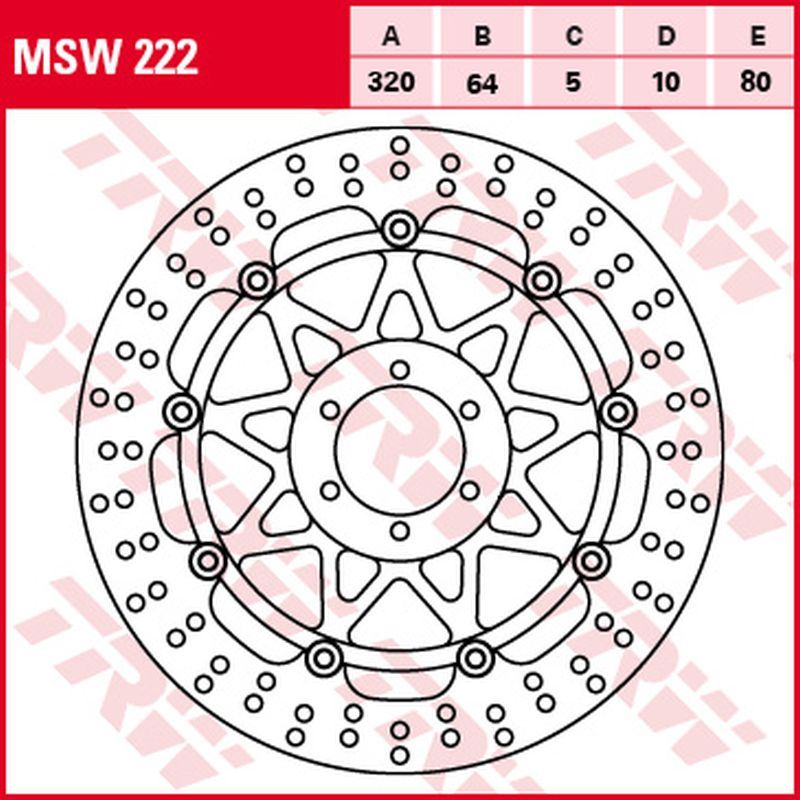 Front brake disc Yamaha YZF 750 R, SP 93-98, FZR 1000 Genesis EXUP 94-95 (320x64x5 mm)