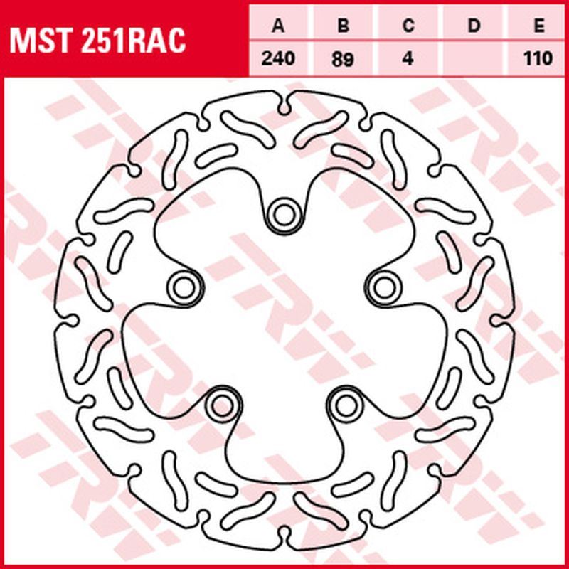 Rear brake disc Kawasaki J 300 14-16, Suzuki GSF 600, 650, 1200 Bandit 94-06, SV 650 99-02, GSX, F 98-06, GSX-R 88-95, GSX-R 1100 89-97, GSX 1300 R Hayabusa 99-07, GSX 1200 99-01, RF 600, 900 93-97 (240x89x4 mm) Wave