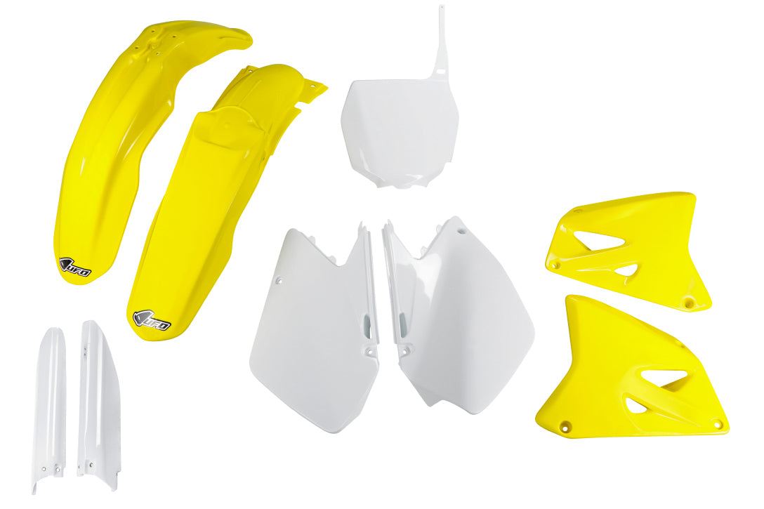 Full plastics kit with fork guards Suzuki RM 125/250 06-24 color OEM (white/yellow)