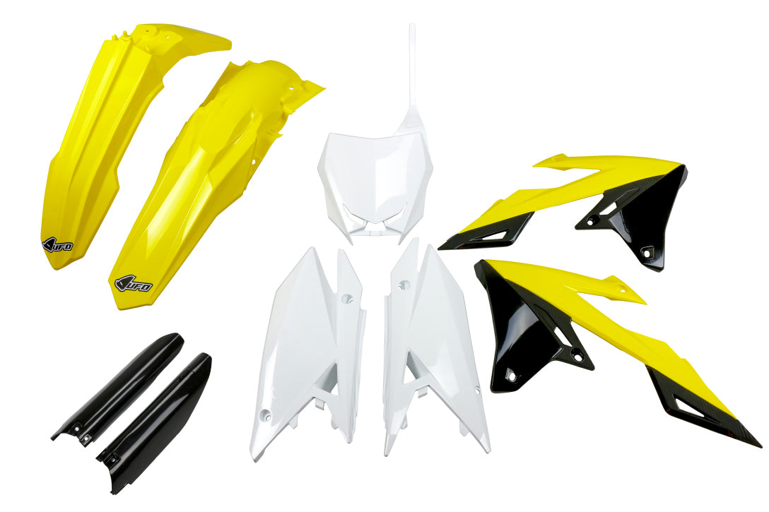 Full plastics kit with fork guards Suzuki RM-Z 250 19-25, RM-Z 450 18-25 color OEM (yellow/white/black)