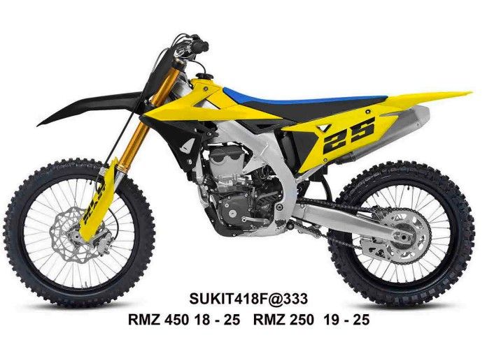 Full plastics kit with fork guards Suzuki RM-Z 250 19-25, RM-Z 450 18-25 color yellow/black