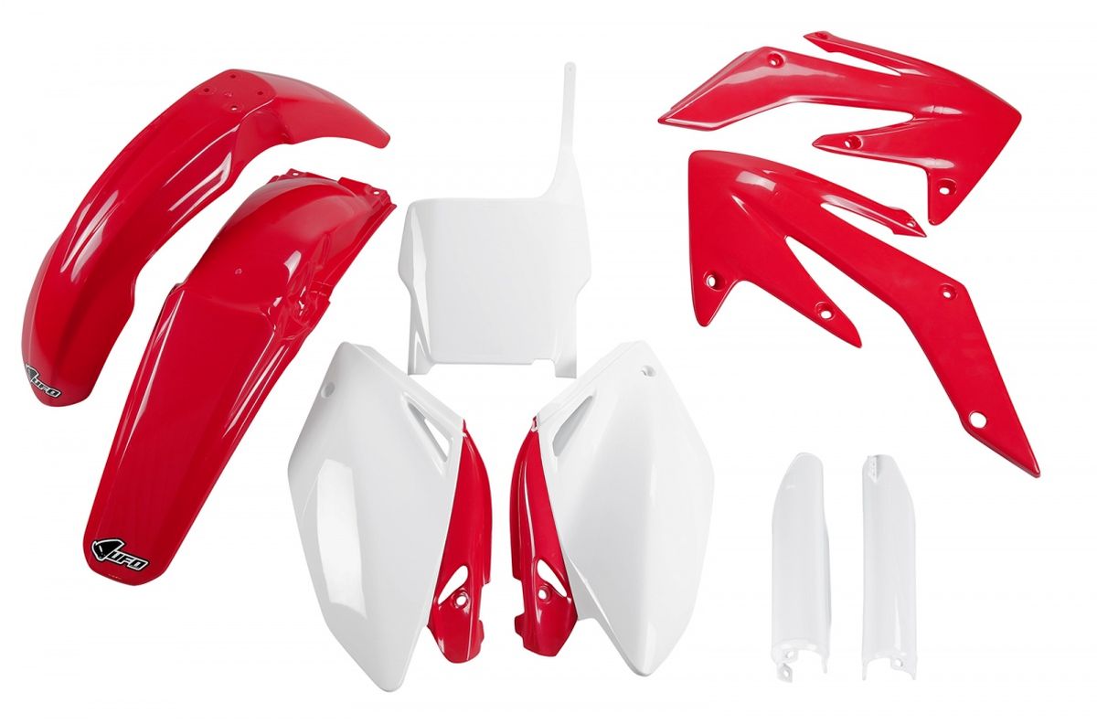 Full plastics kit with fork guards Honda CRF 250R 04-05 color OEM (red/white) (HO104E999)