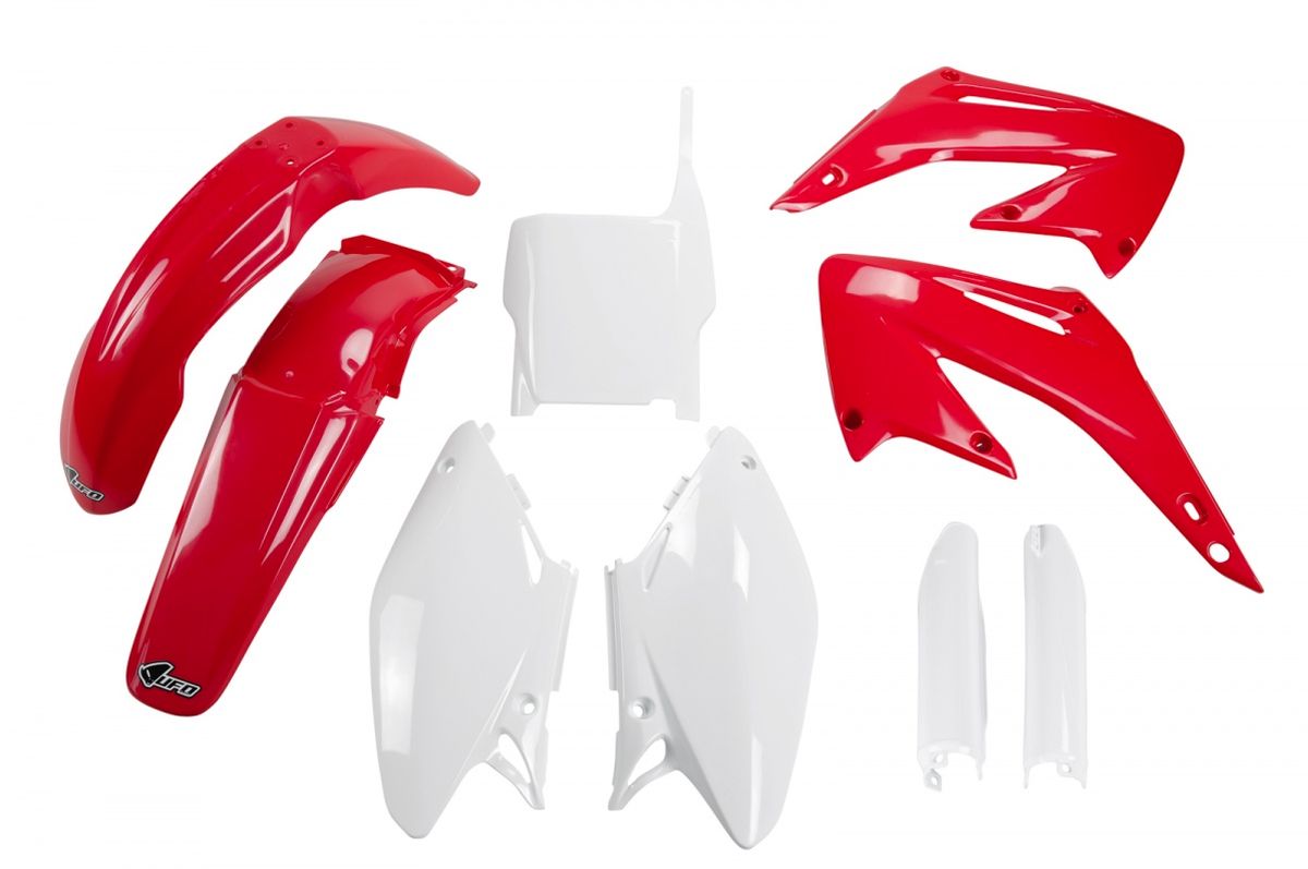 Full plastics kit with fork guards Honda CR 125/250 04-07 color OEM (red/white) (HO103E999)