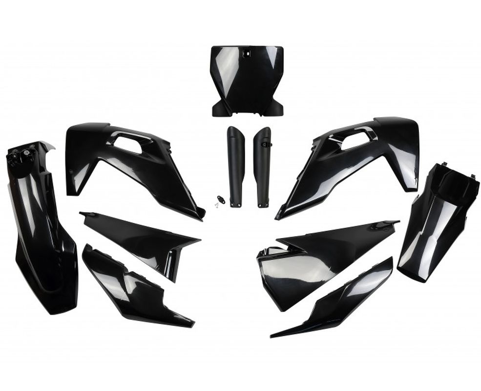 Full plastics kit with fork guards Husqvarna TC 125/250 19-22, FC 250/350/450 19-22 color black (HU622E001)