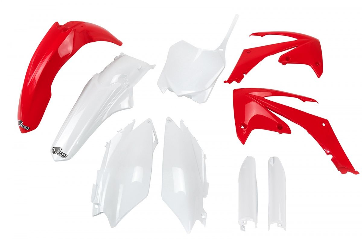 Full plastics kit with fork guards Honda CRF 250R 11-13, CRF 450R 11-12 color OEM (red/white) (HO114E999)