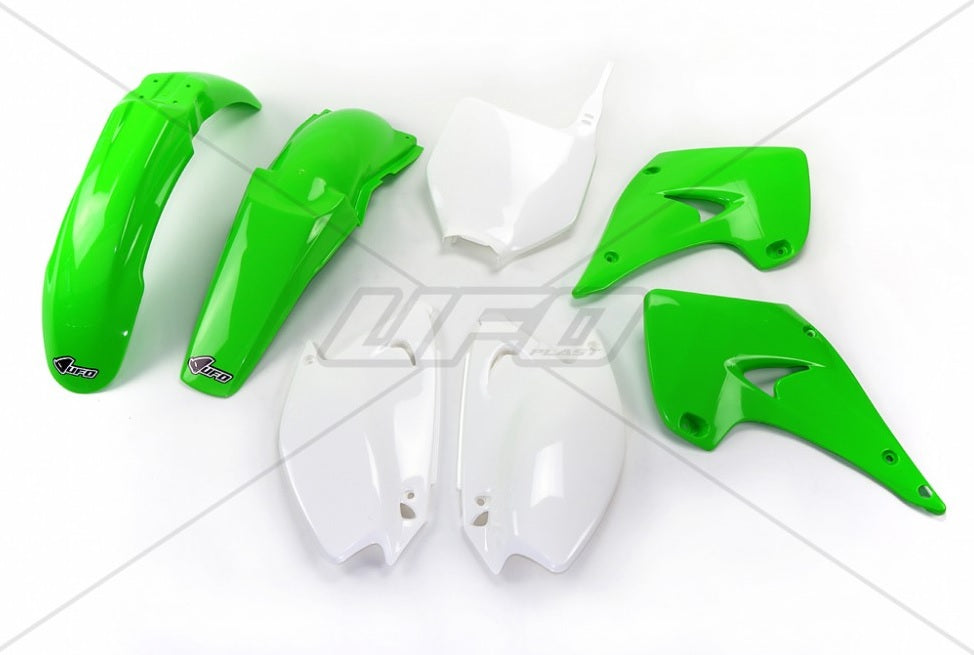 Plastics kit Kawasaki KX 125/250 03-10 color OEM (green/white) (KA201E999) - replaces KAKIT202999