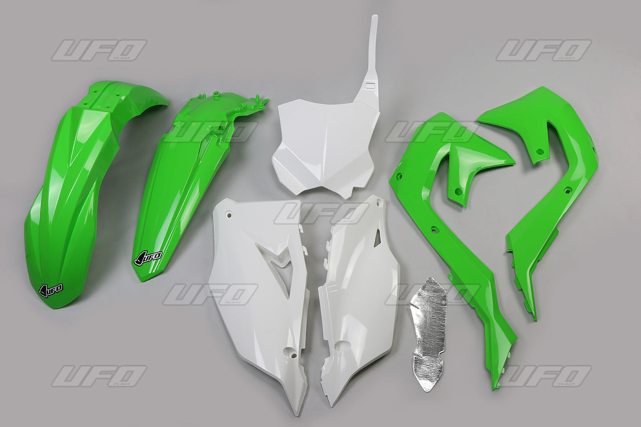 Plastics kit Kawasaki KXF 250 21-24, KXF 450 19-23 color OEM (green/white/black) (KA227E999)