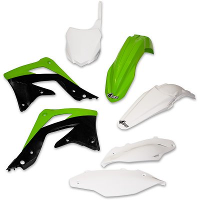 Plastics kit Kawasaki KXF 450 13-15 color OEM (green/white/black) (KA220E999)