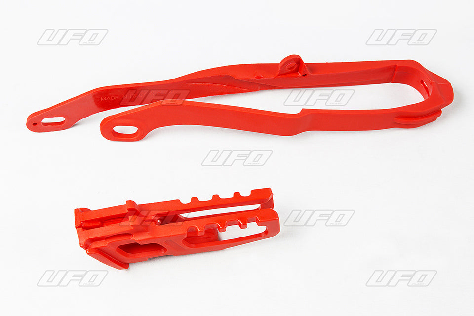 Chain slider (HO03671070) + chain guide (HO04623070) set Honda CR 250, 125 07 color red