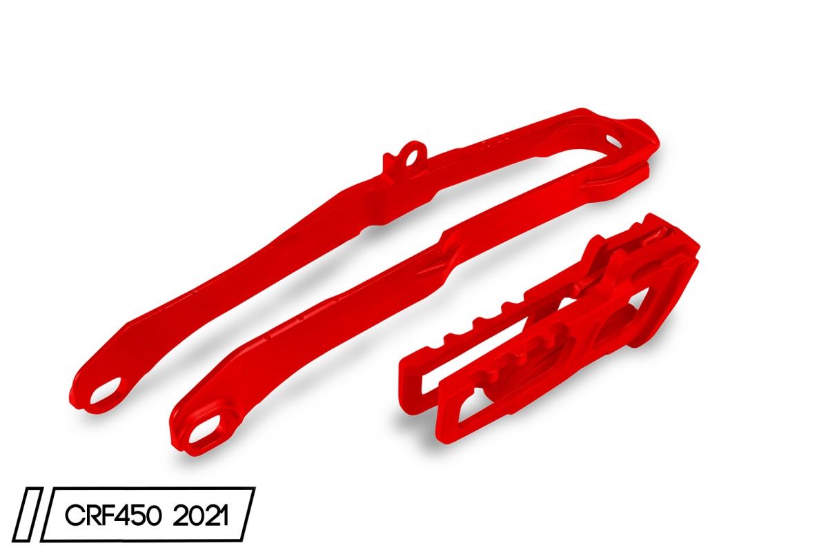 Chain slider + chain guide set Honda CRF 450R/RX 19-25, CRF 250R 20-25, CRF 250RX 21-25 color red