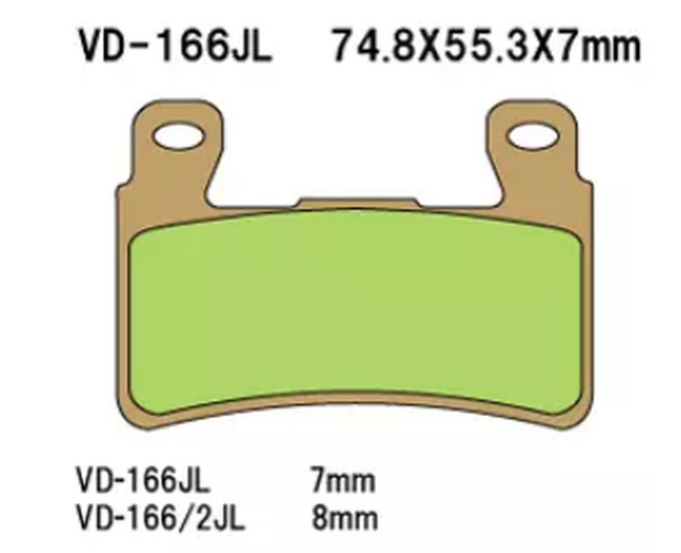 Brake pads KH265 / KH296 sintered metal (gold) Honda CBR, VTR front (8 mm) (Made in Japan)