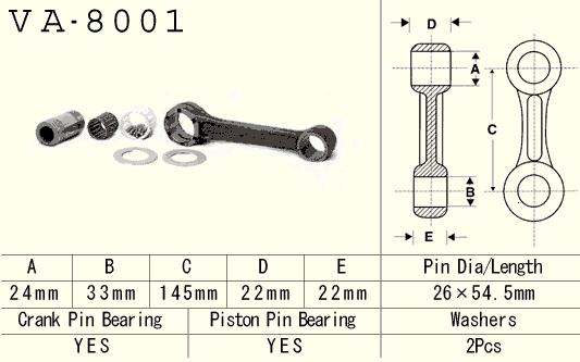 Connecting rod Kawasaki KX 500 85-04 (VA8001) (Made in Japan)