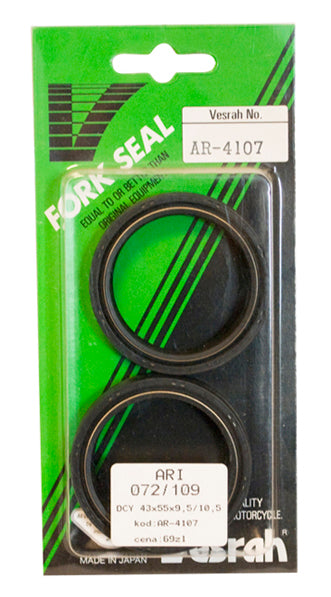 Front fork oil seals (DRD2 43x55x9.5/10.5) (ARI072, ARI109) (Made in Japan)