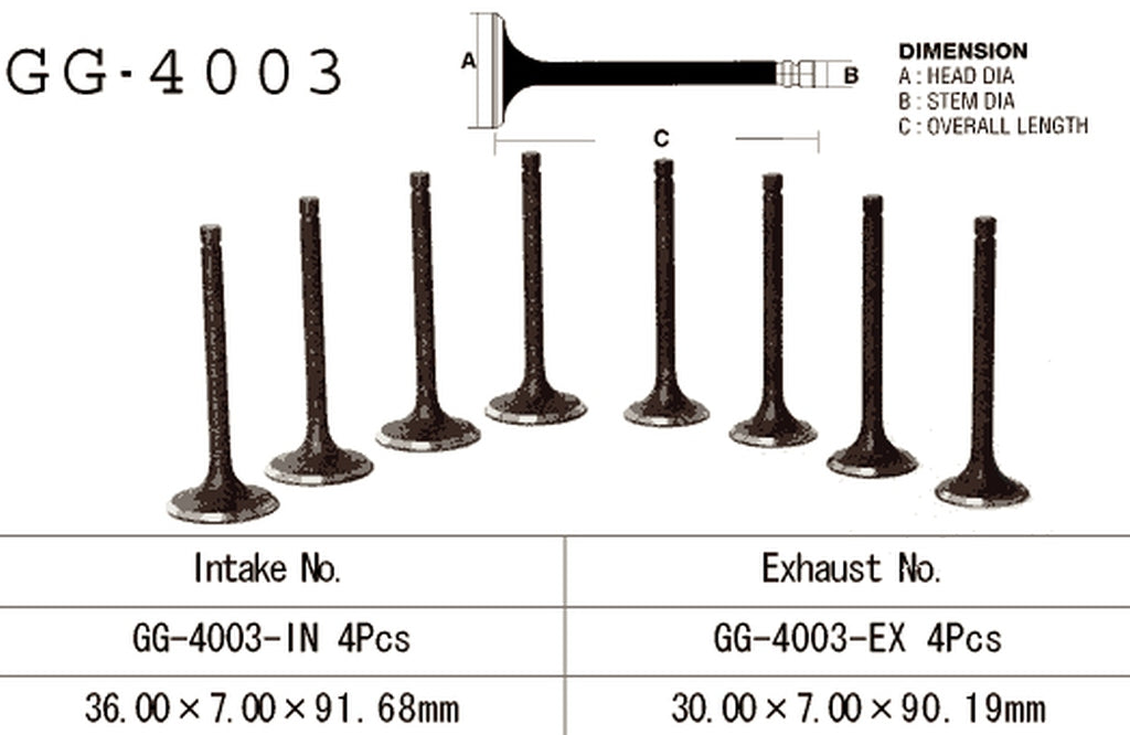Intake valve Kawasaki KZ 1000/Z1R 77-81 (OEM: 12004-017, 12004-1000) (1 pc) (Made in Japan)