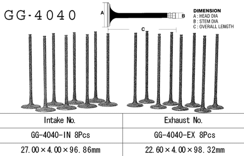 Intake valve Kawasaki ZX-6R 95-02, ZZR 600 06-08 (OEM: 12004-1120, 12004-1150) (1 pc) (Made in Japan)