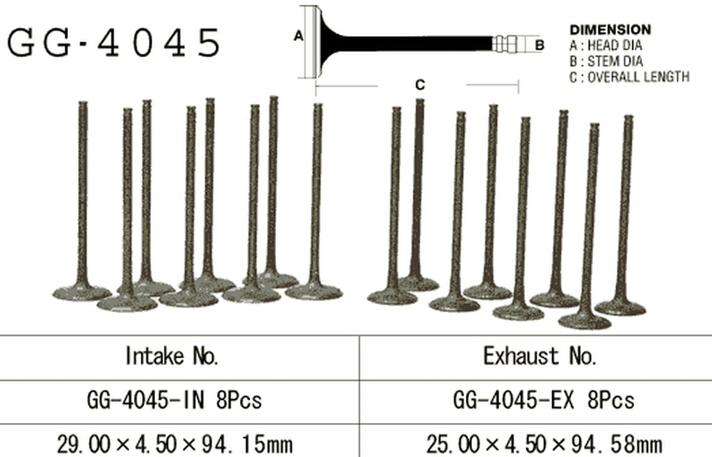 Intake valve Kawasaki ZX-7R 96-03 (OEM: 12004-1124) (1 pc) (Made in Japan)