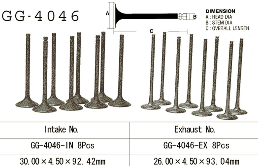 Intake valve Kawasaki ZX-9R 98-03, Z 1000A 03-05 (OEM: 12004-1132) (1 pc) (Made in Japan)