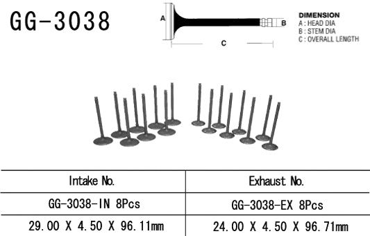 Intake valve Suzuki GSX-R 750 SRAD 96-99 (OEM: 12911-33E00) (1 pc) (Made in Japan)