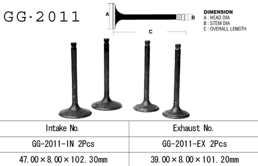 Intake valve Yamaha XV 1100 89-99, XVS 1100 99-09, XV 920 81-83 (OEM: 2J2-12111-00, 2J2-12111-01) (1 pc) (Made in Japan)