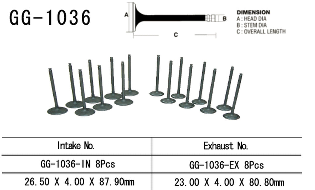 Exhaust valve Honda CBR 600 F4 99-06 23.00 x 4.00 x 80.80 mm (OEM: 14721-MBW-000) (1 pc) (Made in Japan)