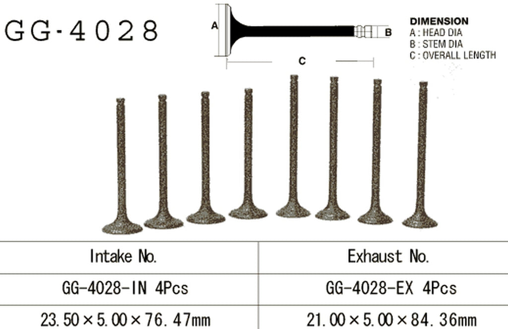 Exhaust valve Kawasaki EL 250 88-91, EX 250 88-07 (OEM: 12005-1091) (1 pc) (Made in Japan)