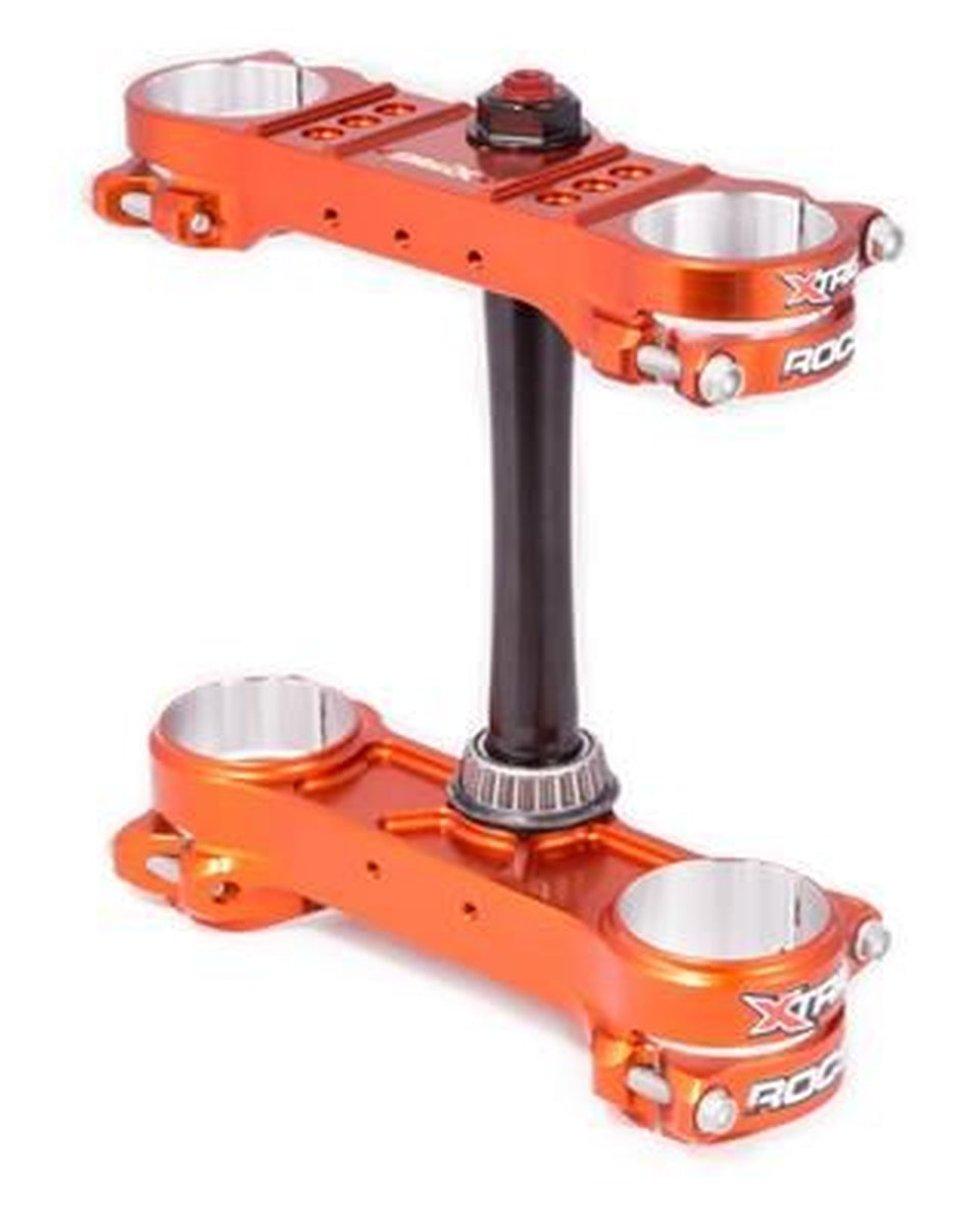 ROCS Pro triple clamps – front suspension – KTM SX/EXC 2014–2022, SX‑F/EXC‑F/TPI 2015–2022, GasGas EC/EC‑F/MC/MC‑F 2021–2022, Husqvarna FC/FE/TC/TE/TEi 2017–2023 (offset 20–22 mm), orange