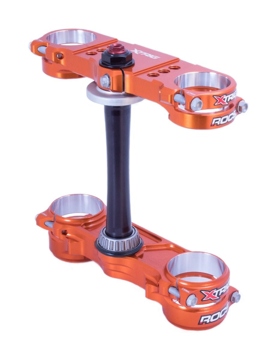 ROCS Pro triple clamps – front suspension – KTM SX/SX‑F 150/250/350/450 2023–2026, Husqvarna 2023–2026, GasGas EC/EC‑F/MC/MC‑F 2023–2026, M12 (offset 20–22 mm), orange