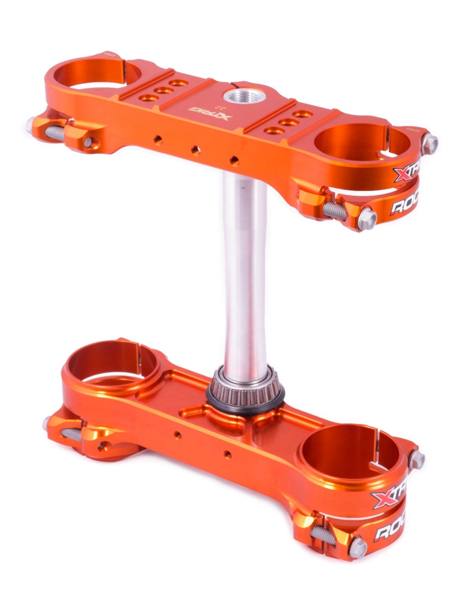 ROCS Tech triple clamps – front suspension – KTM SX/SX‑F 2013–, EXC, Husqvarna 2014–2022, GasGas 2021–2022 (offset 22 mm), orange