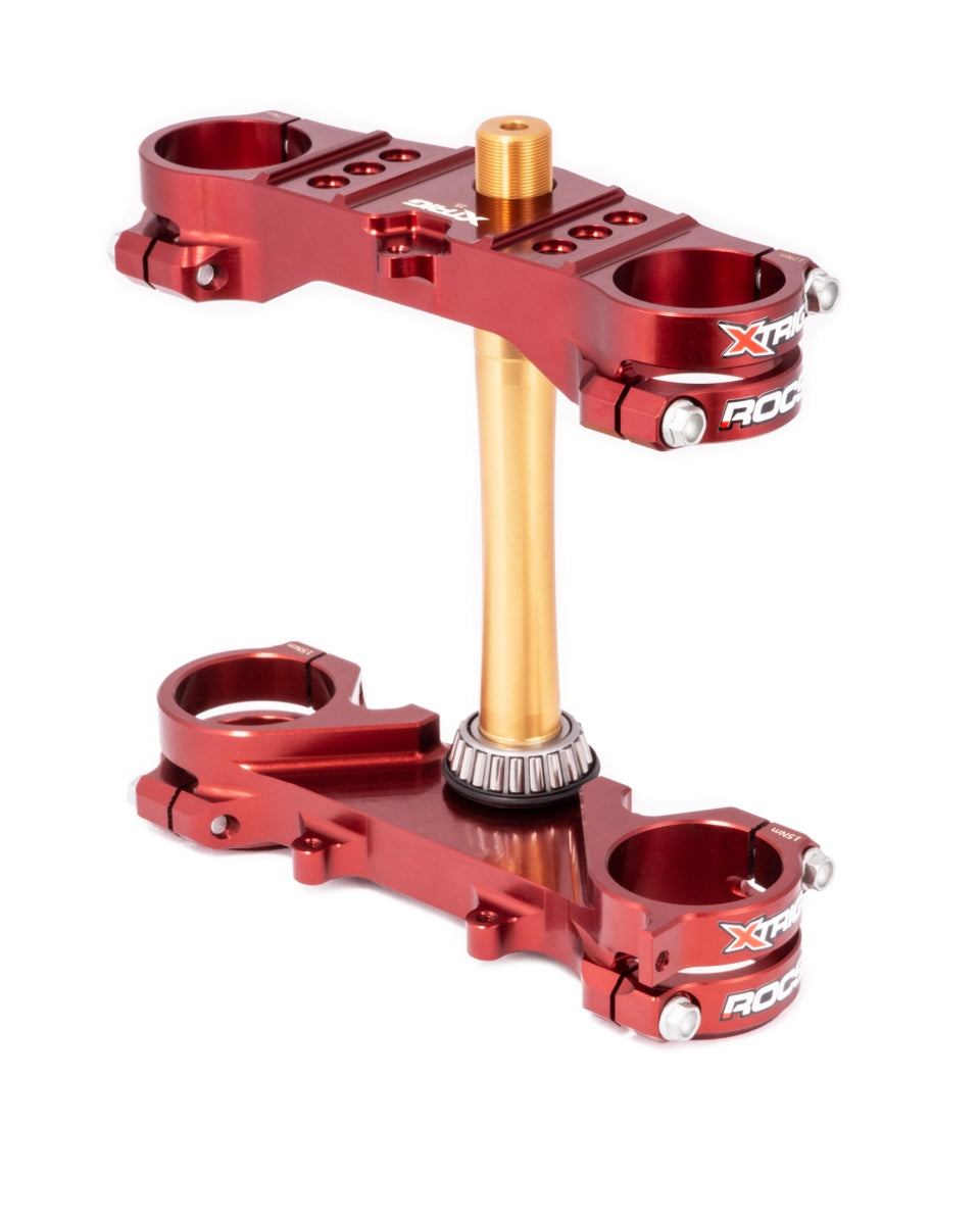 ROCS Tech triple clamps – front suspension – Yamaha YZ65 2018–2026, YZ85 2006–2026 (offset 25 mm), X‑Trig Brown