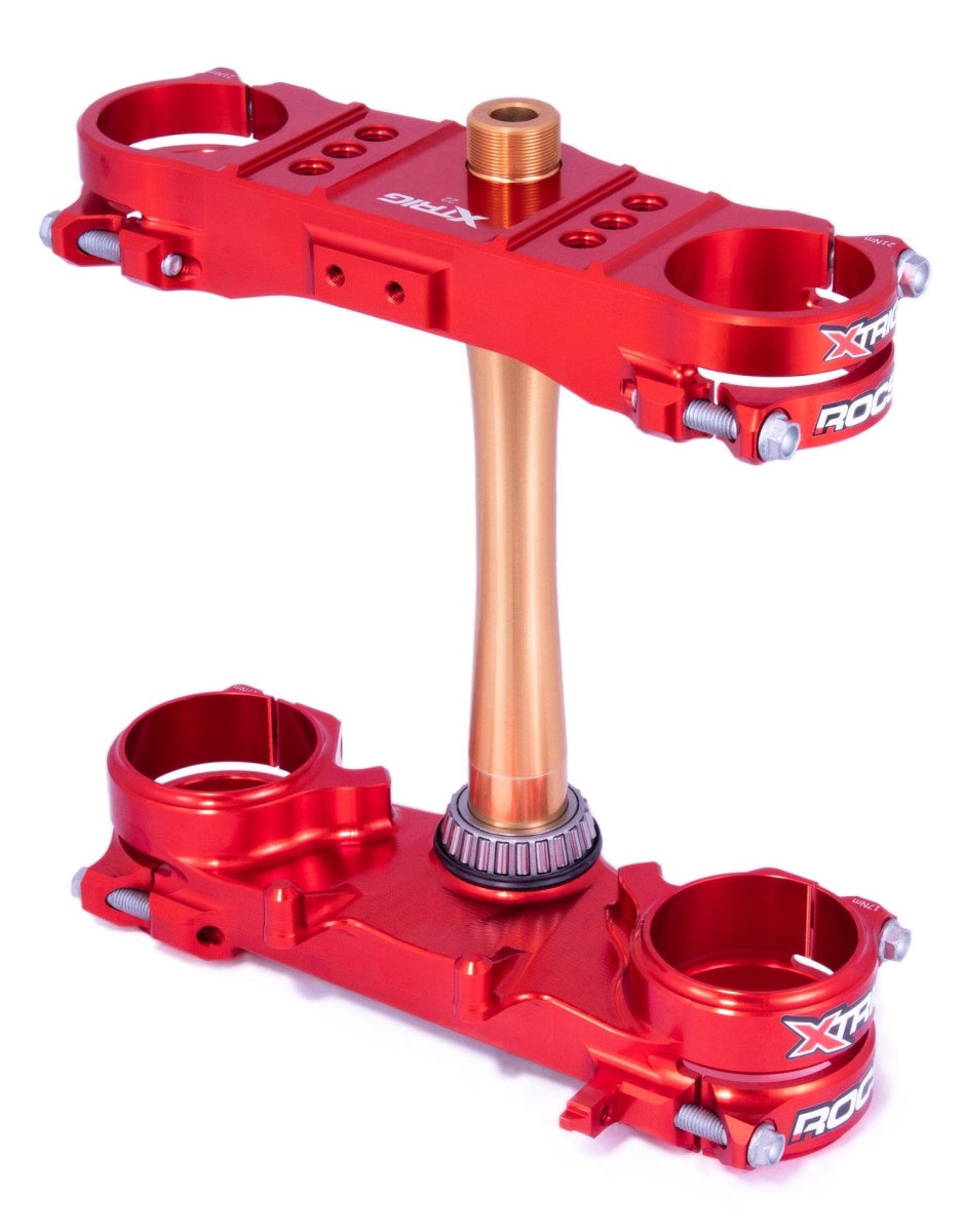 ROCS Tech triple clamps – front suspension – Honda CRF250 2022–2024, CRF450 2021–2024 (offset 22 mm), red