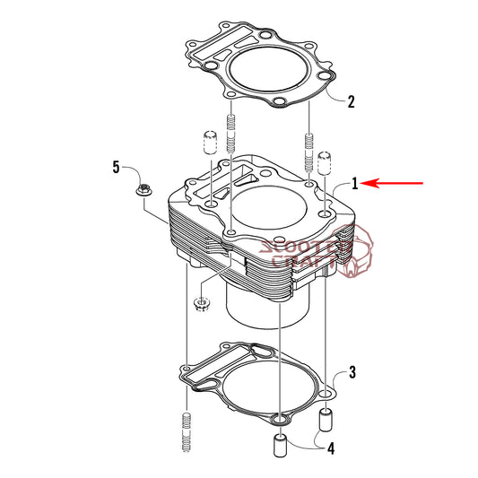 Cylinder Arctic Cat ATV 350 CR, 366 4X4 Automatic 08-11, 400 TRV, 400 CR, Alterra 400