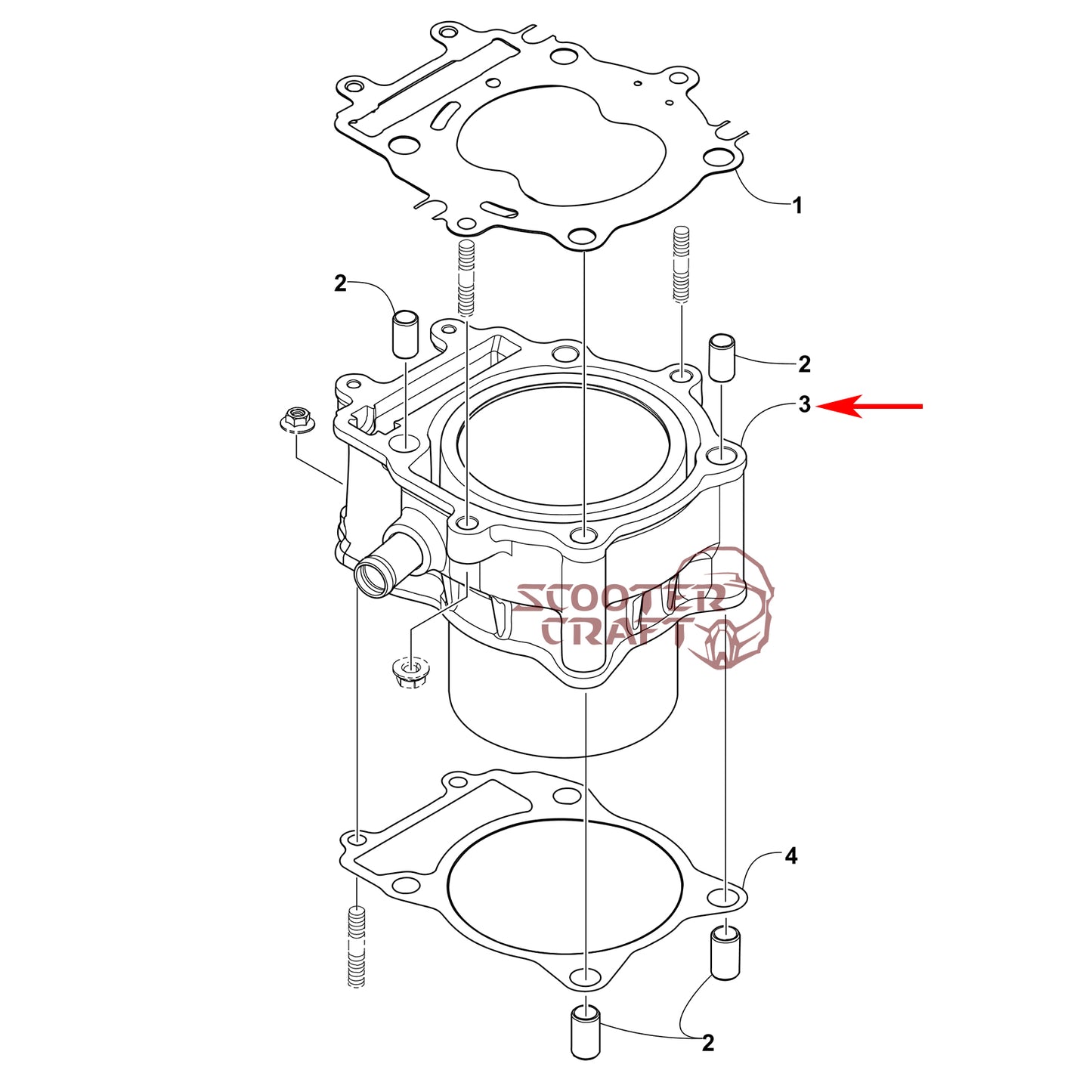 Cylinder Arctic Cat ATV 425 CR, Alterra 450, TRV 450, XC 450 EFI, UTV Prowler 500