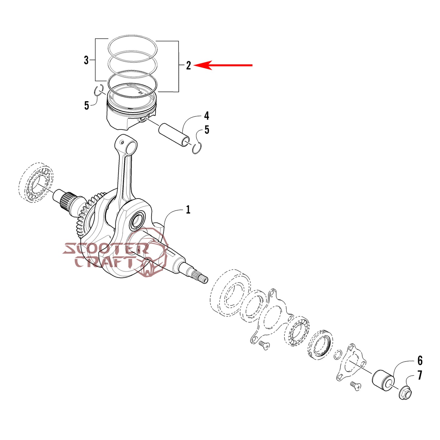 Piston kit 81 mm, Arctic Cat ATV 350 CR, 366 4X4 Automatic 08-11, 400 TRV, 400 CR, Alterra 400