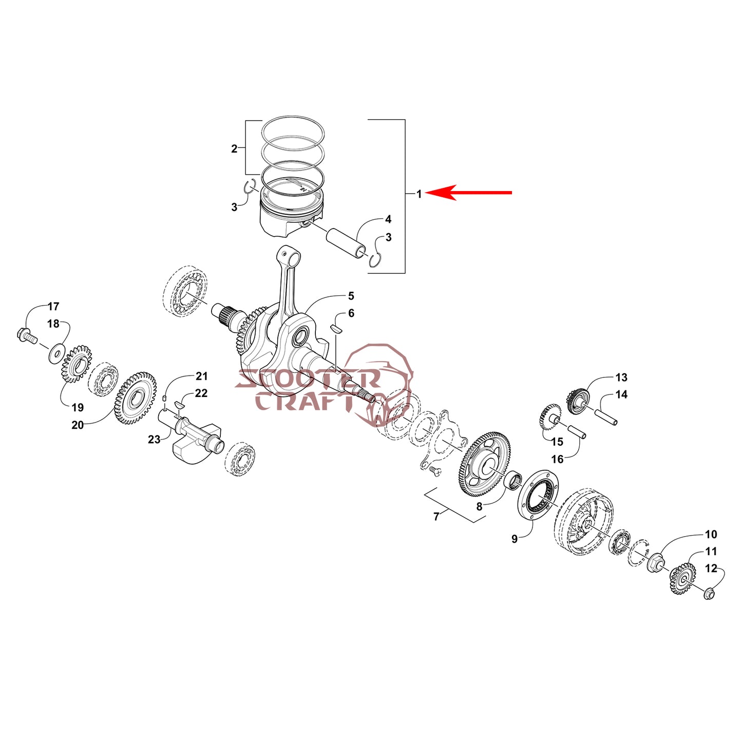 Piston kit 89 mm, Arctic Cat ATV 425 CR, Alterra 450, TRV 450, XC 450 EFI, UTV Prowler 500