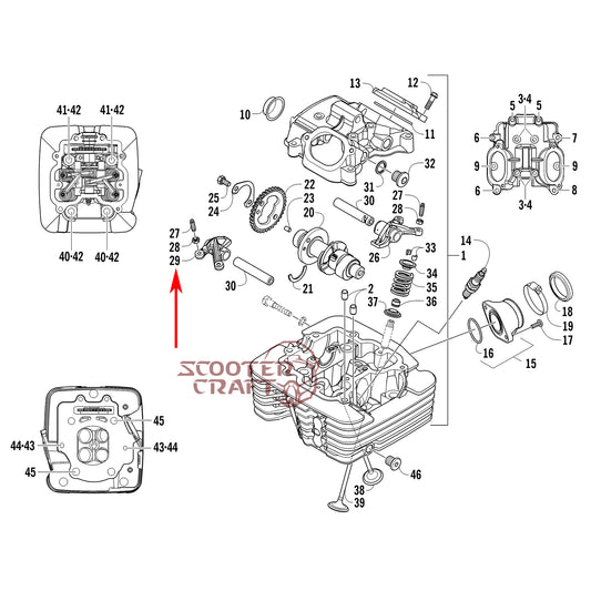 Arm valve rocker exhaust Arctic Cat ATV 350 CR, 366 4X4 Automatic 08-11, 400 TRV, 400 CR, Alterra 400