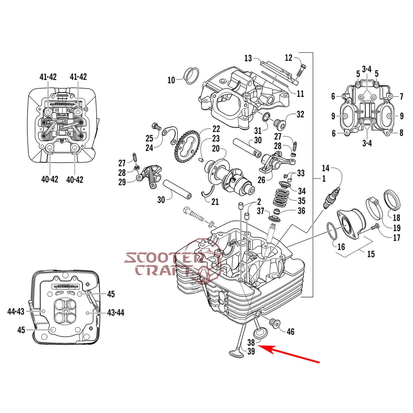 Intake (inlet) valve Arctic Cat ATV 350 CR, 366 4X4 Automatic 08-11, 400 TRV, 400 CR, Alterra 400